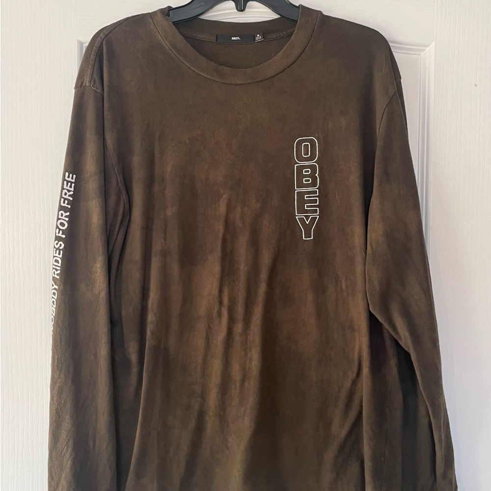 Obey Brown Long Sleeve Tees Casual Comfort